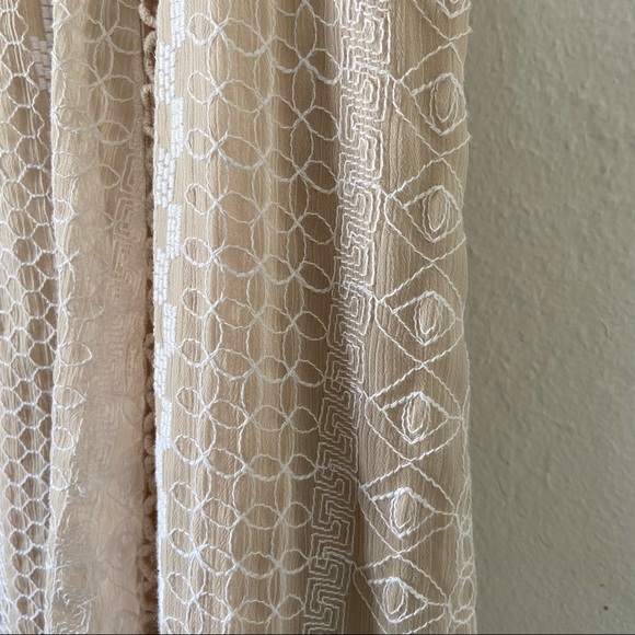 Free People Open Back Sleeveless Crochet Detail Neutral Beige Mini Dress | 6 - Picture 10 of 13